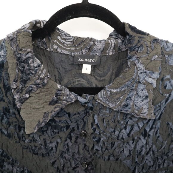 Komarov Textured Shirt Womens L Black Whimsigoth Fairy Grunge Dark Feminine Edgy - Picture 2 of 16